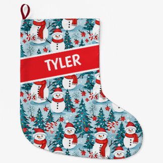Grande Chaussette De Noël Noël du gentil bonhomme de neige Personnalisé