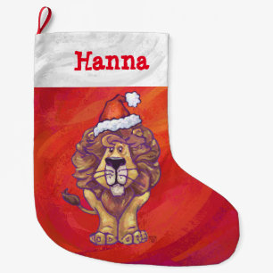 Grande Chaussette De Noël Noël du lion personnalisé Festif