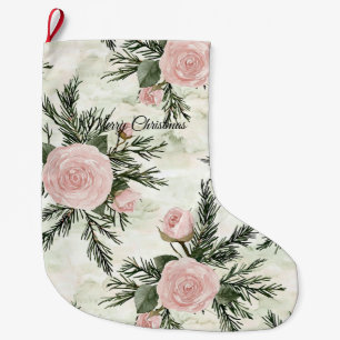 Grande Chaussette De Noël Noël floral Rose