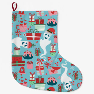 Grande Chaussette De Noël noël gothique horreur père noël fantômes bleu