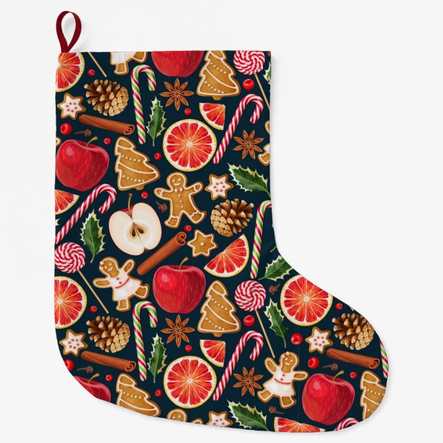 Grande Chaussette De Noël Noël mignon Gros Noël Stocking (Devant)