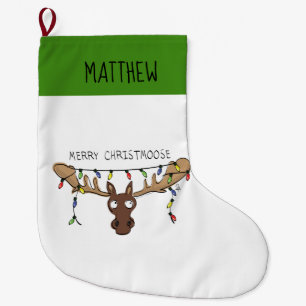 Grande Chaussette De Noël Noël Moose mignonne drôle animal de vacances