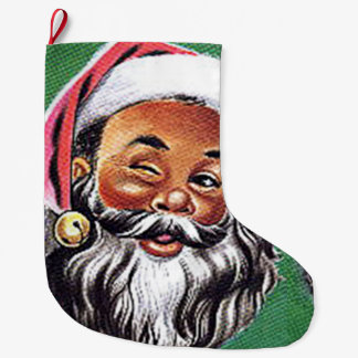 Grande Chaussette De Noël Noël noir du Père Noël afro-américain