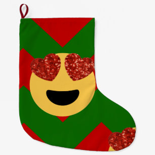 Grande Chaussette De Noël noël oeil coeur émoji xmas stockage