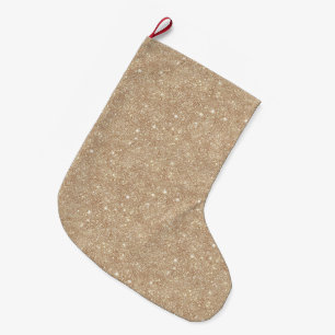 Grande Chaussette De Noël Noël Pailleté Crème Or