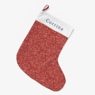 Grande Chaussette De Noël Noël Pailleté Rouge Brillante