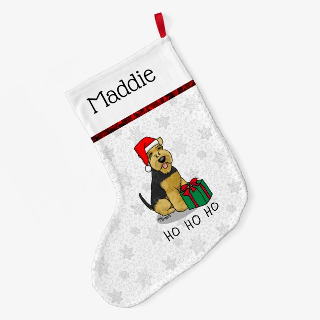 Grande Chaussette De Noël Noël Père Noël Casquette Welsh Terrier Chien migno (Dos (Accrochage))
