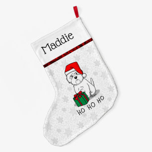 Grande Chaussette De Noël Noël Père Noël West Highland White Terrier Westie
