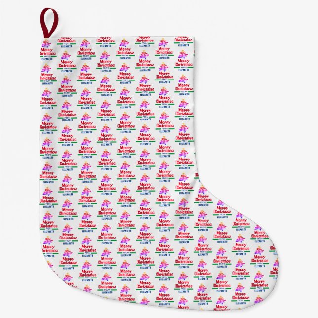 Grande Chaussette De Noël Noël personnalisé (Devant)