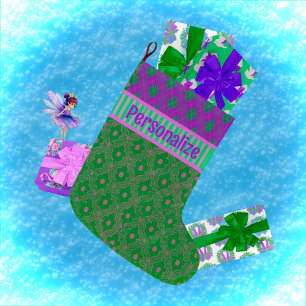Grande Chaussette De Noël Noël personnalisé tendance rose violet vert