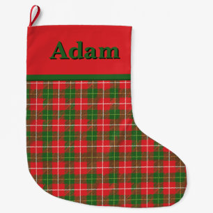 Grande Chaussette De Noël Noël Plaid rouge avec vert