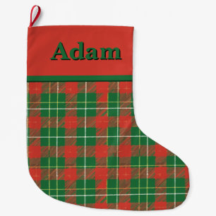 Grande Chaussette De Noël Noël Plaid rouge avec vert
