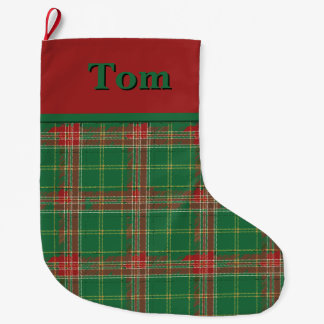 Grande Chaussette De Noël Noël Plaid vert et rouge