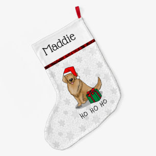 Grande Chaussette De Noël Noël Santa Claus Golden Retriever Chien mignonne