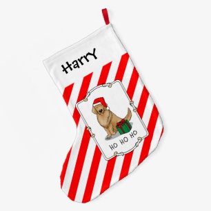 Grande Chaussette De Noël Noël Santa Claus Golden Retriever Chien mignonne