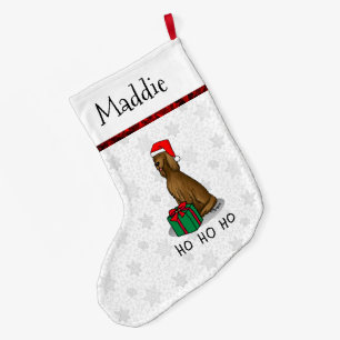 Grande Chaussette De Noël Noël Santa Hat Irlandais Setter Chien (rouge 1) mi