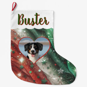 Grande Chaussette De Noël Noël Stocker avec toute photo, personne ou animal 