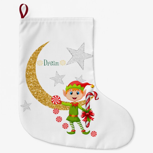 Grande Chaussette De Noël Noël Stocker, Dream Moon Gold Elf Pepperment (Devant)