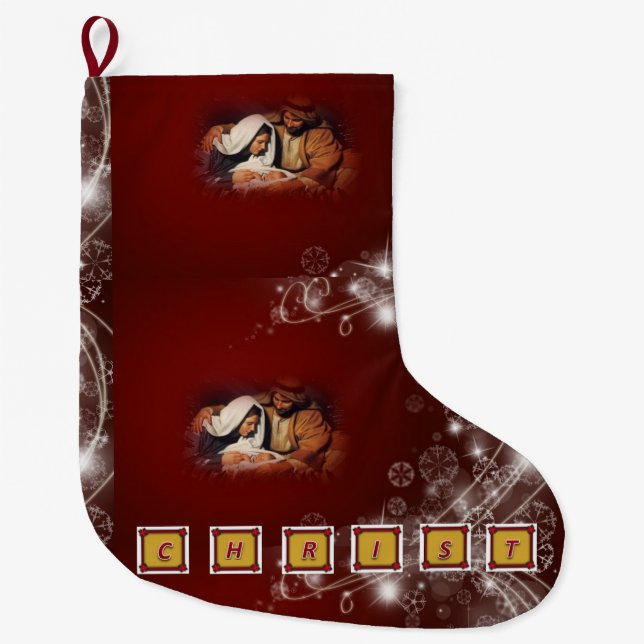 Grande Chaussette De Noël Noël Stocker, Jésus Christ (Devant)
