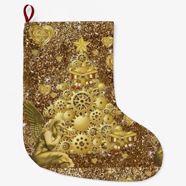 Grande Chaussette De Noël Noël Stocker, Noël Gold Angel (Devant)