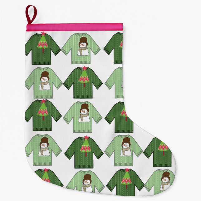 Grande Chaussette De Noël Noël Stocker, Snowman Grand Noël (Devant)