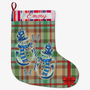 Grande Chaussette De Noël Noël Stocker, Snowman rouge poivre jaune Larg