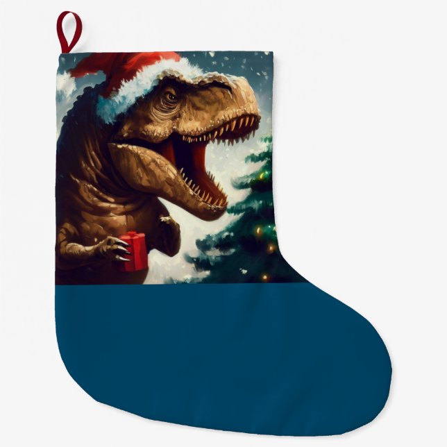 Grande Chaussette De Noël Noël T-Rex 1 (Devant)