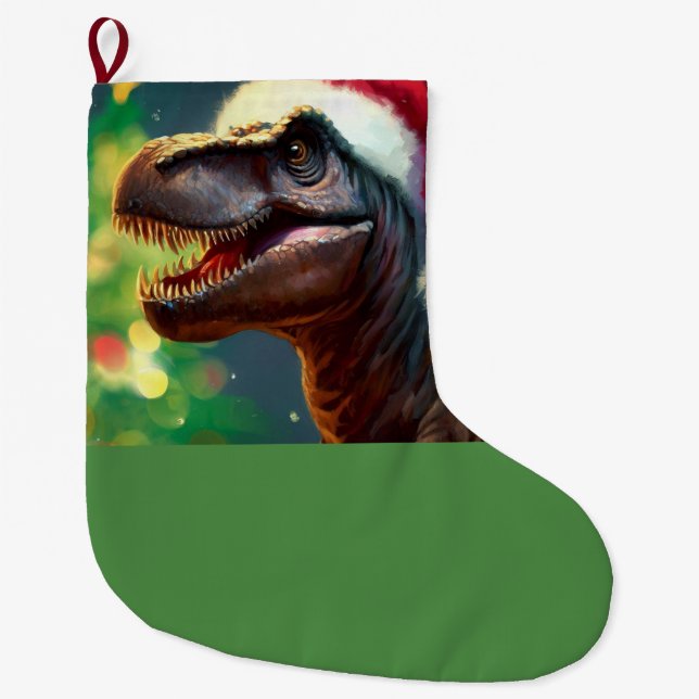 Grande Chaussette De Noël Noël T-Rex 2 (Devant)