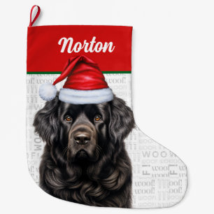 Grande Chaussette De Noël Noël Terre-Neuve Nom Woof Arrière - plan
