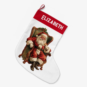 Grande Chaussette De Noël Noël traditionnel de Père Noël vintage