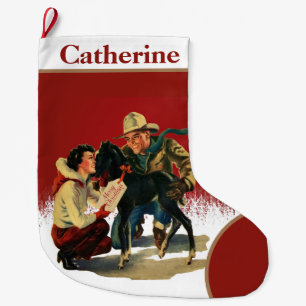 Grande Chaussette De Noël Noël Vintage de la Cowboy Cowgirl