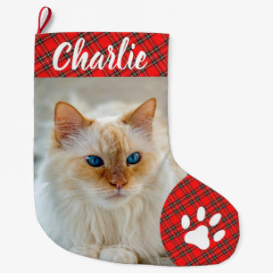 Grande Chaussette De Noël Nom de monogramme de photo de compagnie de patte s