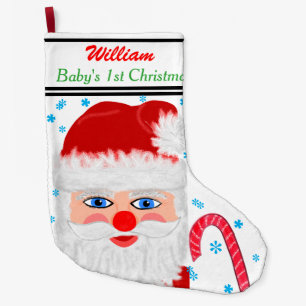 Grande Chaussette De Noël Nom du bébé 1er Noël Père Noël Sucres de cann