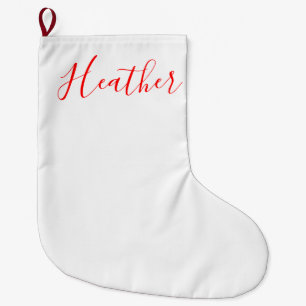 Grande Chaussette De Noël Nom du destinataire écrit en rouge