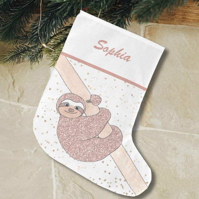 Grande Chaussette De Noël Nom du fentes de Parties scintillant rose pâle (Créateur téléchargé)