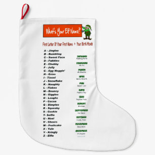 Grande Chaussette De Noël Nom Elf Personnaliser de Noël Stocking