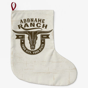 Grande Chaussette De Noël NOM personnalisé Bull Steer Skull Western Ranch