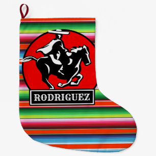 Grande Chaussette De Noël Nom personnalisé Charro Horse espagnol mexicain Se