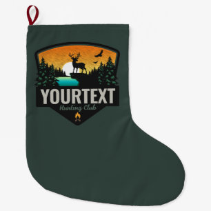 Grande Chaussette De Noël NOM personnalisé Chasse aux wapitis Coucher de sol