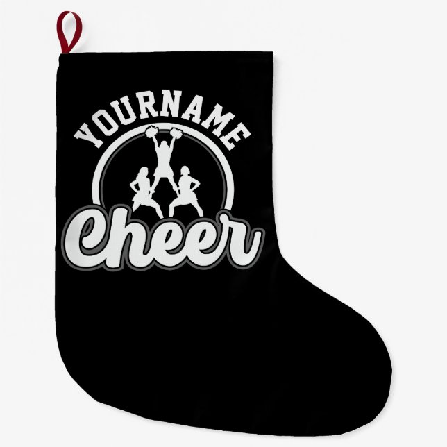 Grande Chaussette De Noël NOM personnalisé Cheer Team Varsity Pom-pom girl (Devant)