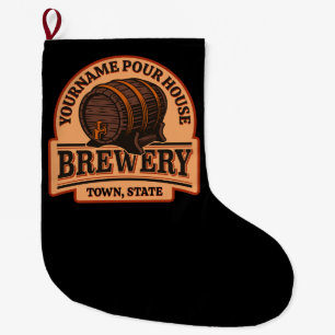 Grande Chaussette De Noël NOM PERSONNALISÉ Old Oak Barrel Beer Keg Brasserie