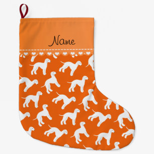 Grande Chaussette De Noël Nom personnalisé orange bedlington terrier chiens