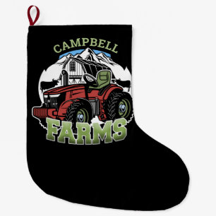 Grande Chaussette De Noël Nom personnalisé Pays Fermes Grange Tracteur Fermi