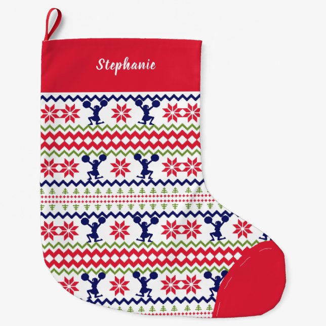 Grande Chaussette De Noël Nordic Style Cheerleader Pattern Christmas (Devant)