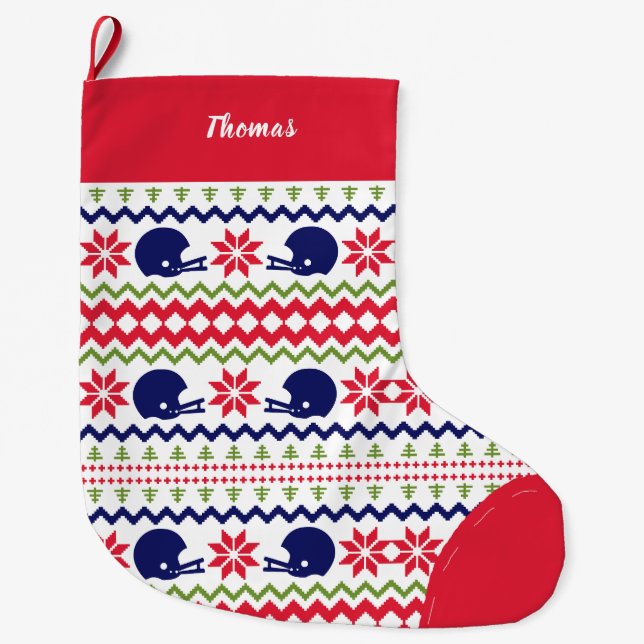Grande Chaussette De Noël Nordic Style Football Helmut Pattern Christmas (Devant)