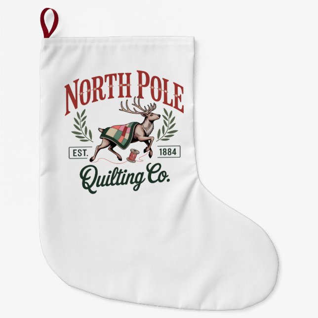 Grande Chaussette De Noël North Pole Quilting Funny Quilting Sewing Lover (Devant)