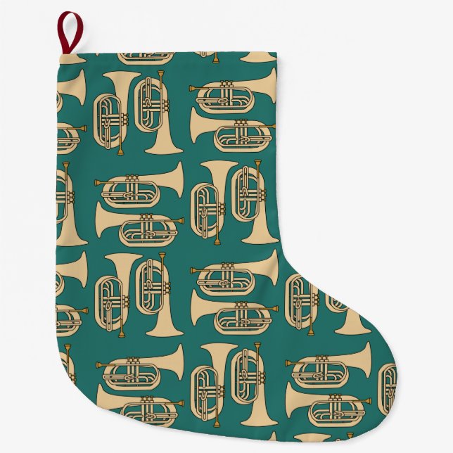 Grande Chaussette De Noël *Notes de musique Baritone Marching (Devant)