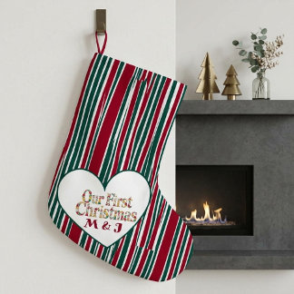 Grande Chaussette De Noël Notre Première Lettre Initiale de Noël pour les Co