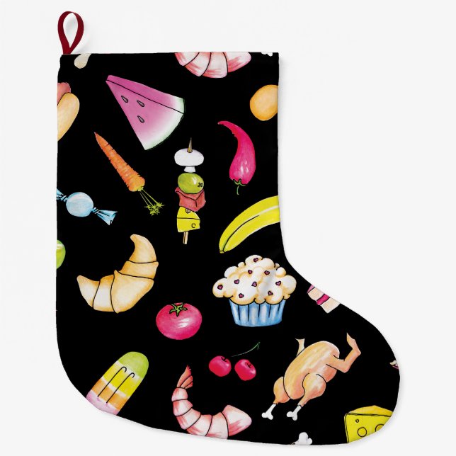 Grande Chaussette De Noël Nourriture (Devant)