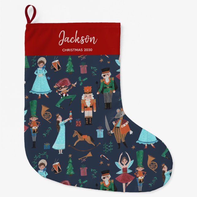 Grande Chaussette De Noël Nutcracker ballet de Noël bleu (Devant)